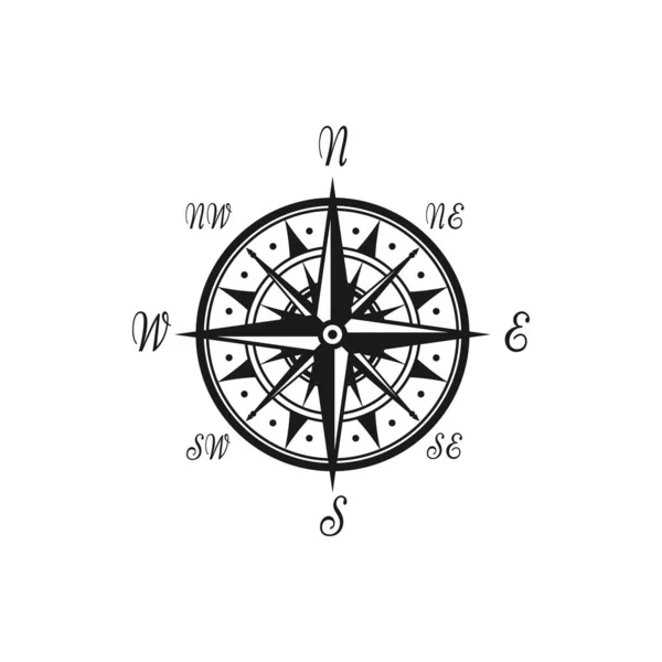 Kompass Vintage Monochromen Symbol Mit Den Weltseiten Isoliert Wind Von — Stockvektor