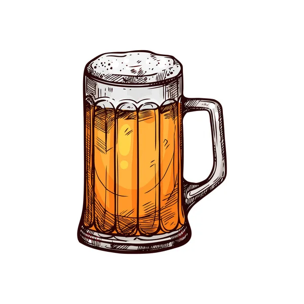 Frosty Beer Ale Mug Isolated Alcohol Drink Sketch Vector Oktoberfest — Stock Vector