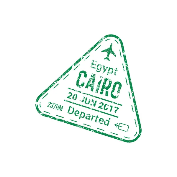 Egipto Cairo Partió Plantilla Sello Visa Seguridad Fronteriza Vectorial Marca — Archivo Imágenes Vectoriales
