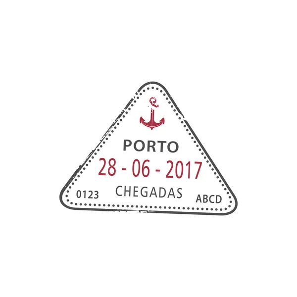 Porto Chegadas Αεροδρόμιο Ταξιδιωτική Θεώρηση Απομονωμένη Σφραγίδα Πινακίδα Άγκυρα Διάνυσμα — Διανυσματικό Αρχείο