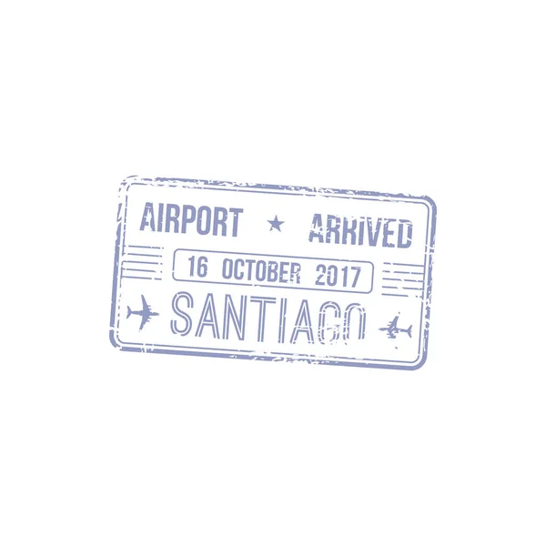 サンティアゴ空港は孤立した切手に到着した ブラジル キューバへのベクトル旅行 — ストックベクタ