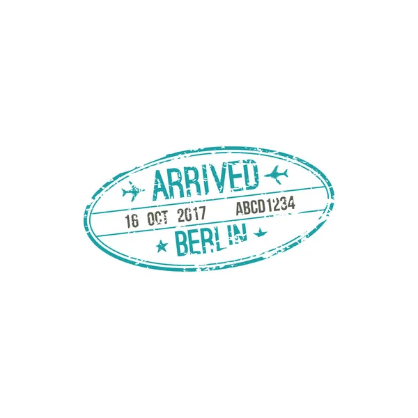 Llegado Aeropuerto Internacional Berlín Sello Oval Aislado Viaje Vectorial Alemania — Vector de stock