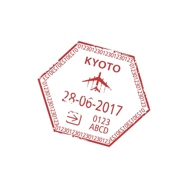 Kyoto Prefecture Japan Arrival Visa Stamp Template Vector Immigration Office — Stock Vector