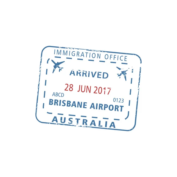 Brisbane Airport Australia Immigration Office Visa Stamp Isolated Vector Border — Stock Vector