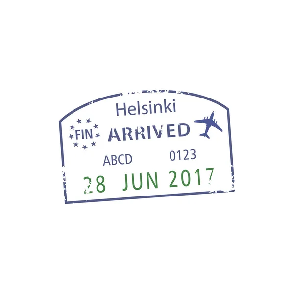 Helsinki Airport Arrival Sign Isolated Visa Stamp Vector Finland Border — Stock Vector