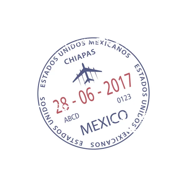 Sello Visa Aeropuerto Chiapas Aislado México Señal Control Fronterizo Entrada — Archivo Imágenes Vectoriales