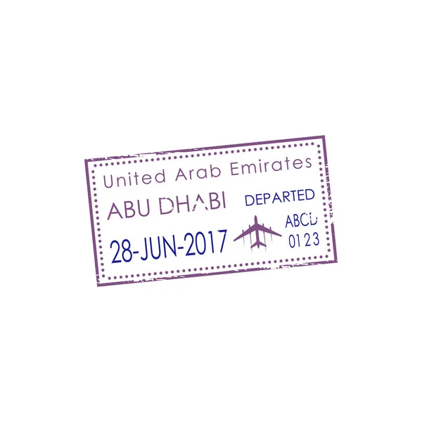 Dubai Airport Visa Stamp Isolated Uae Border Control Sign Vector — Stock Vector