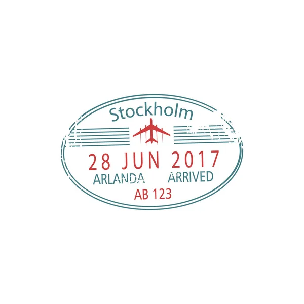 Arlanda Airport Border Control Stamp Isolated Stockholm Visa Template Vector — Stock Vector