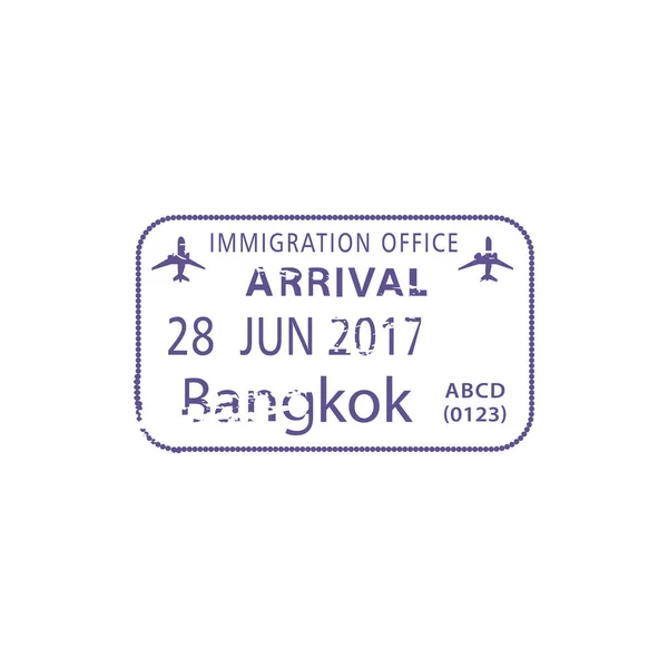 Bangkok Immigration Office Visa Stamp Isolated Template Vector Thailand Passing — Stock Vector