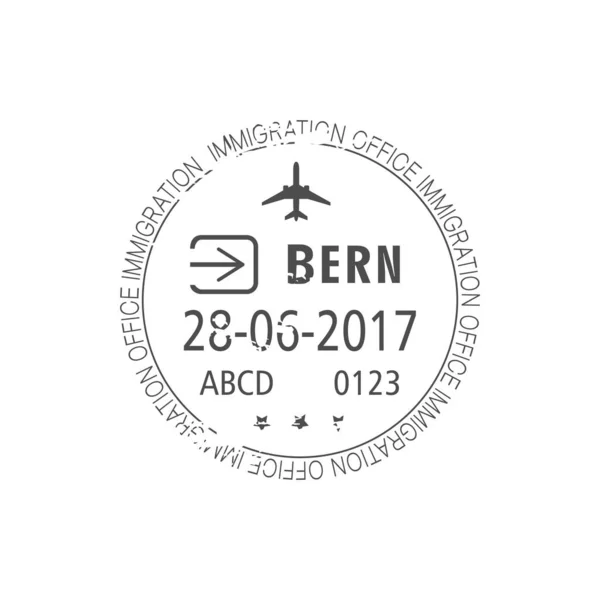 ベルンはビザスタンプのテンプレートを隔離して到着または出発した ベクトルスイスの国境管理 スイスのシール — ストックベクタ