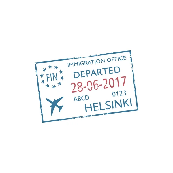 Departed Helsinki Isolated Visa Stamp Vector Finland Immigration Office Seal — Stock Vector