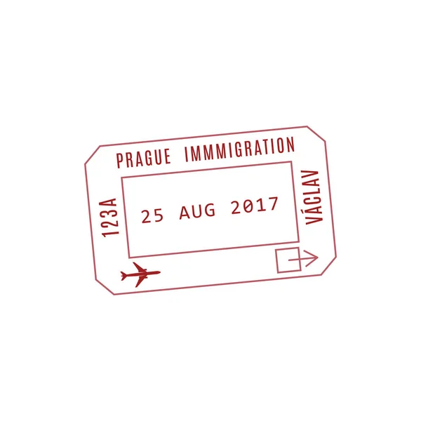 Sello Inmigración Praga Destino Visado Viaje Internacional República Checa Vector — Archivo Imágenes Vectoriales