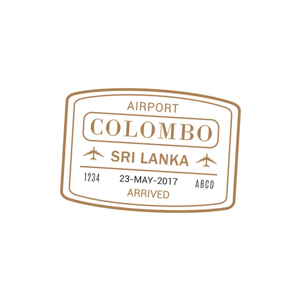 コロンボ国際空港への到着ビザ ベクトル孤立スタンプアイコン スリランカに到着 — ストックベクタ