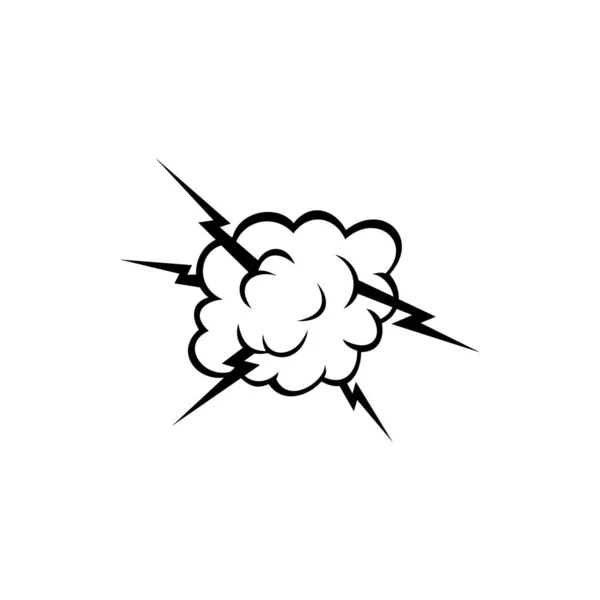 Nube Con Trueno Signo Estallido Cómico Aislado Vector Boom Puff — Vector de stock