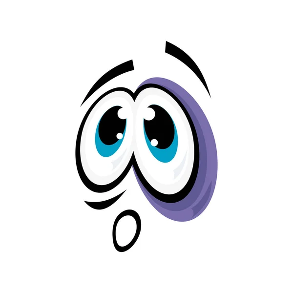 Cansado Símbolo Emoji Con Ojo Negro Sonriente Aislado Emoticono Conmocionado — Vector de stock