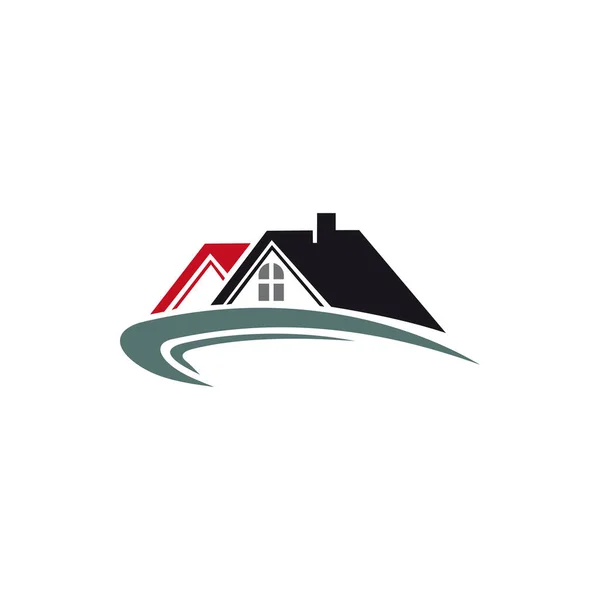 Maisons Maisons Vente Location Isolés Bâtiments Immobiliers Logo Chalets Vectoriels — Image vectorielle