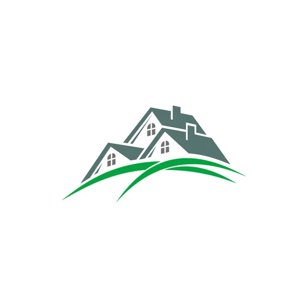 Maisons Maisons Vente Location Isolés Bâtiments Immobiliers Logo Chalets Vectoriels — Image vectorielle