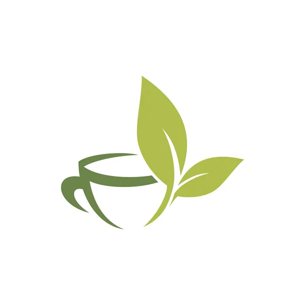 Hete Ceylon Chinese Groene Thee Beker Geïsoleerd Logo Vector Kruidendrank — Stockvector