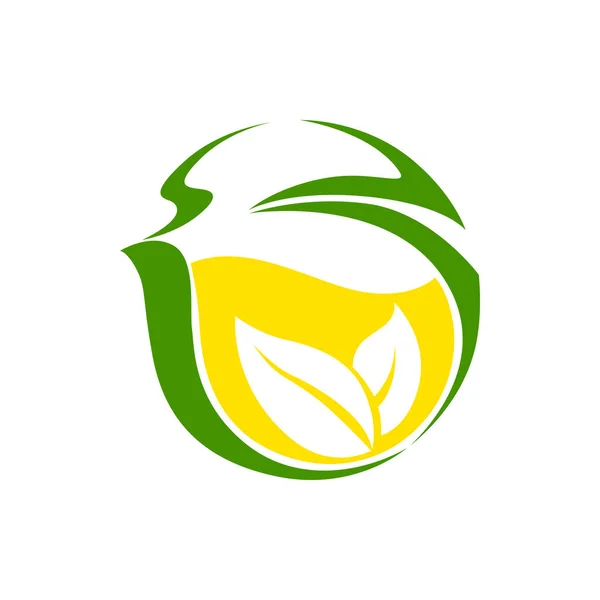 Tea Lemon Isolated Creative Logo Vector Herbal Hot Drink Citrus — Stock Vector