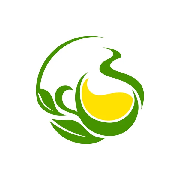 Con Limone Isolato Logo Creativo Bevanda Calda Alle Erbe Vettoriali — Vettoriale Stock