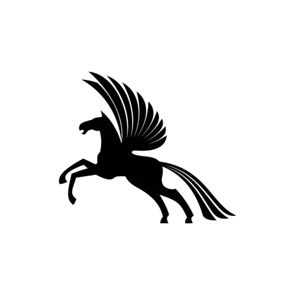Pégase Mythique Isolé Cheval Ailé Vecteur Animal Héraldique Emblème Héraldique — Image vectorielle
