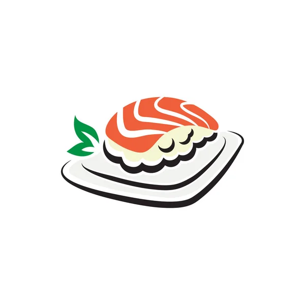 Temari Sushi Isolerade Mat Tallriken Vektor Ris Boll Toppad Lax — Stock vektor