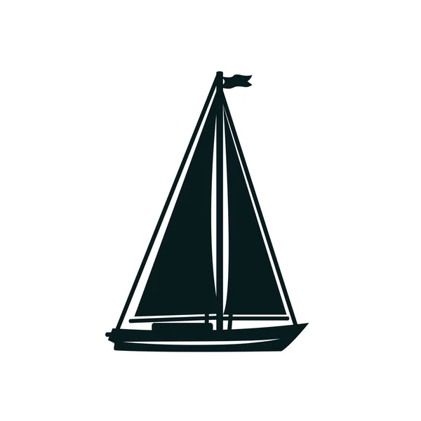 与帆布或玻璃纤维布隔离的帆船 带帆和旗子的矢量渔船 — 图库矢量图片