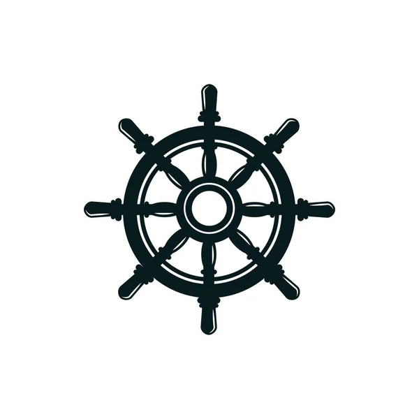 Retro Ratt Isolerad Navigeringssymbol Vektorratt Med Handtag Styrhjul — Stock vektor
