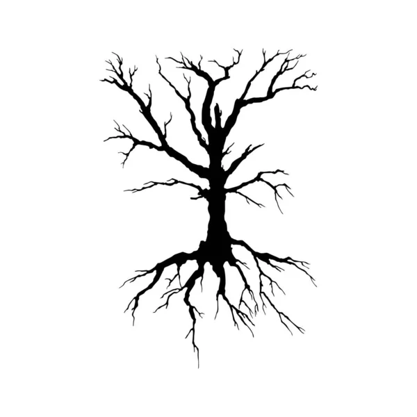 Illustrazione Inquietante Del Vettore Silhouette Albero Morto Autunno Stagione Invernale — Vettoriale Stock