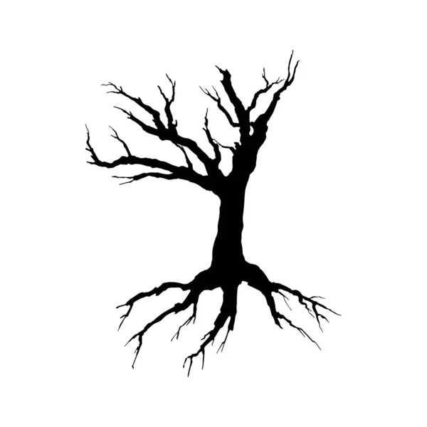 Illustration Vectorielle Silhouette Arbre Mort Effrayant Automne Saison Hiver Nature — Image vectorielle