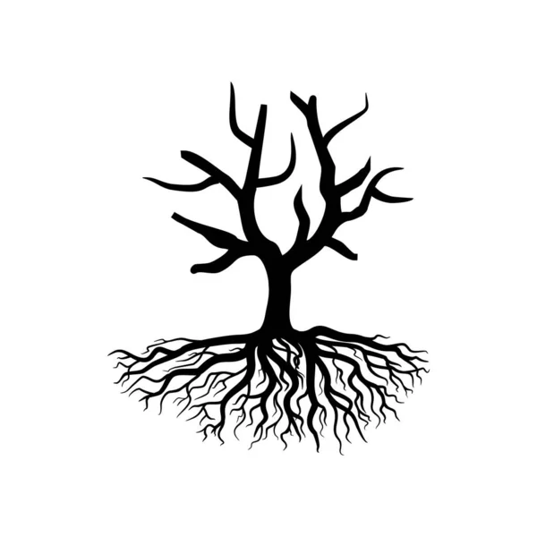 Illustration Vectorielle Silhouette Arbre Mort Effrayant Automne Saison Hiver Nature — Image vectorielle