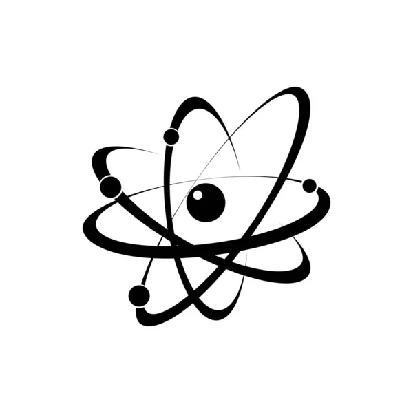 Atomenergi Symbol Svart Vektor Ikon Kemisk Reaktion Tecken Elektroner Rör — Stock vektor