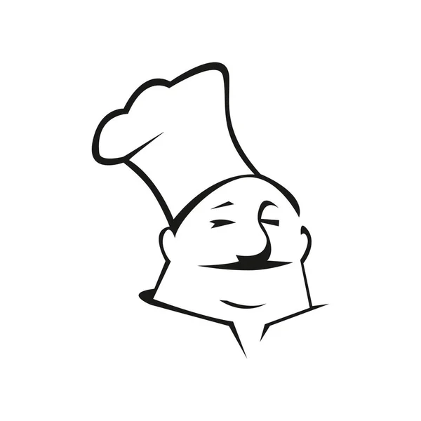 Illustrazione Contorno Nero Pasticcere Chef Professionista Con Baffi Carattere Isolato — Vettoriale Stock