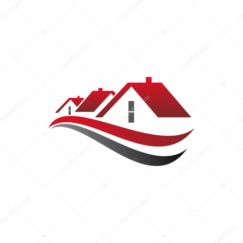 Houses and homes on sale and rent isolated real estate buildings logo. Vector cottages, private property