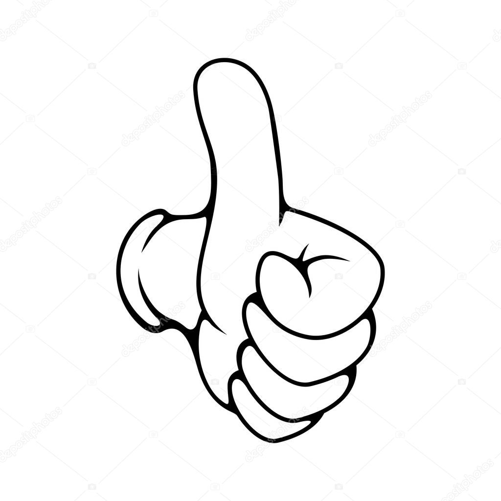 Thumb up hand gesture isolated sign of approval. Vector like, agreement or acceptance symbol