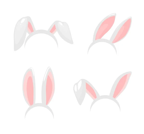 Bunny Ears Easter Holiday Vector Isolated Icons Bunny Rabbit Ears — Stock Vector
