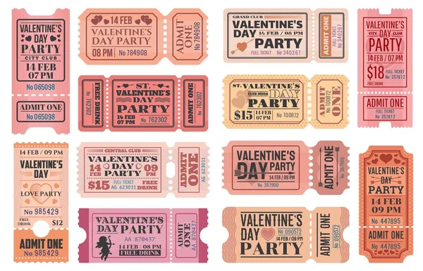 Saint Valentin Modèles Vectoriels Billets Fête Avec Amour Vacances Cupidons — Image vectorielle