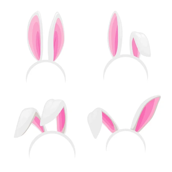 Rabbit Ears Easter Bunny Isolated Vector Headbands Cartoon Hare Earpiece — Stock Vector