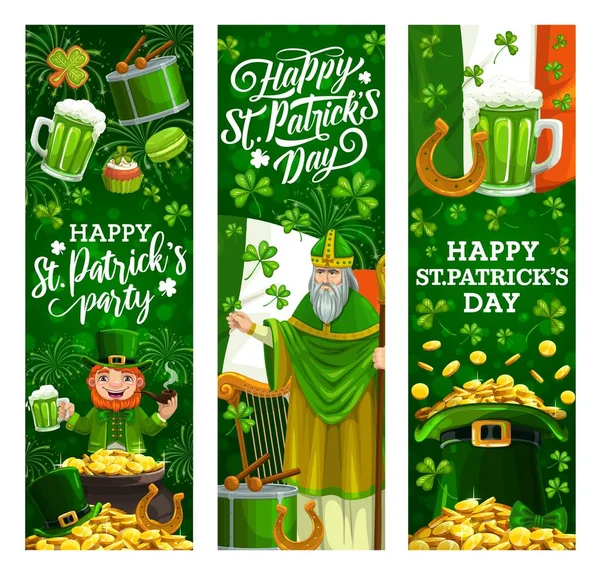 Den Svatého Patrika Oslava Irských Svátků Vektor Patrick Muž Skřítek — Stockový vektor