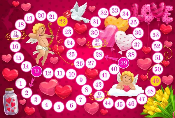 Saint Valentin Enfant Jeu Société Modèle Activité Éducative Pour Les — Image vectorielle