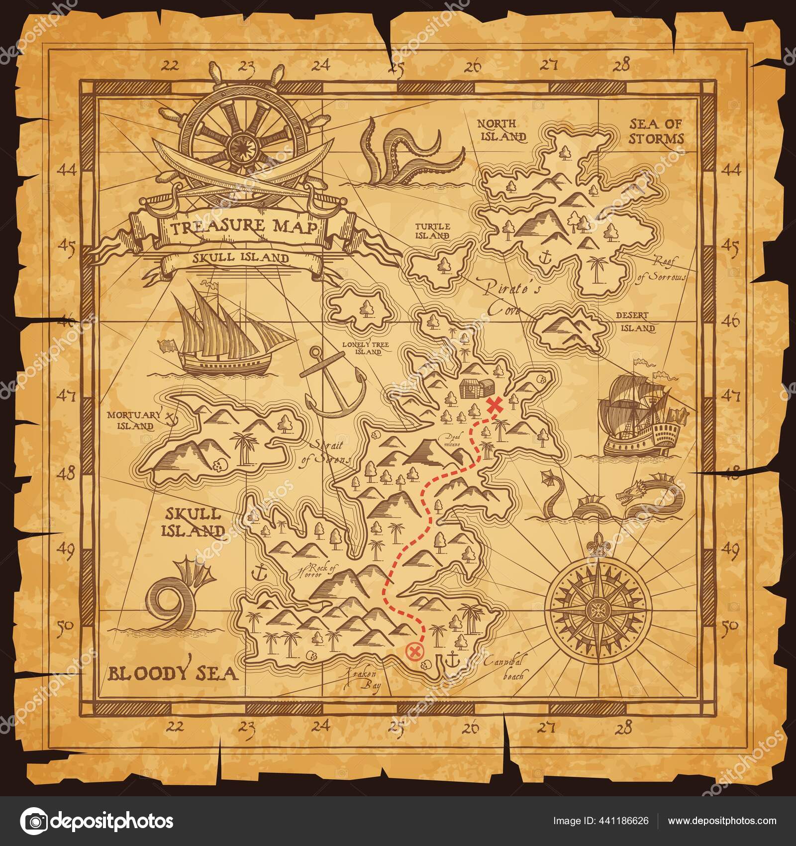 Mapa do tesouro do pirata foto de stock. Imagem de pirata - 67848510