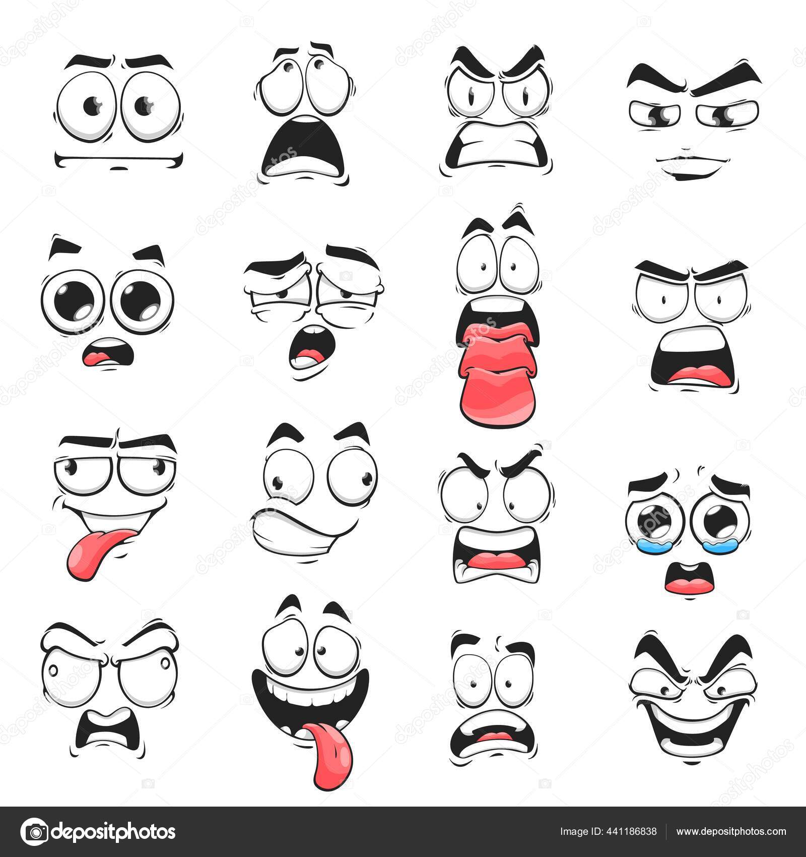 Emoji faces expression sad mood surprise scared Vector Image