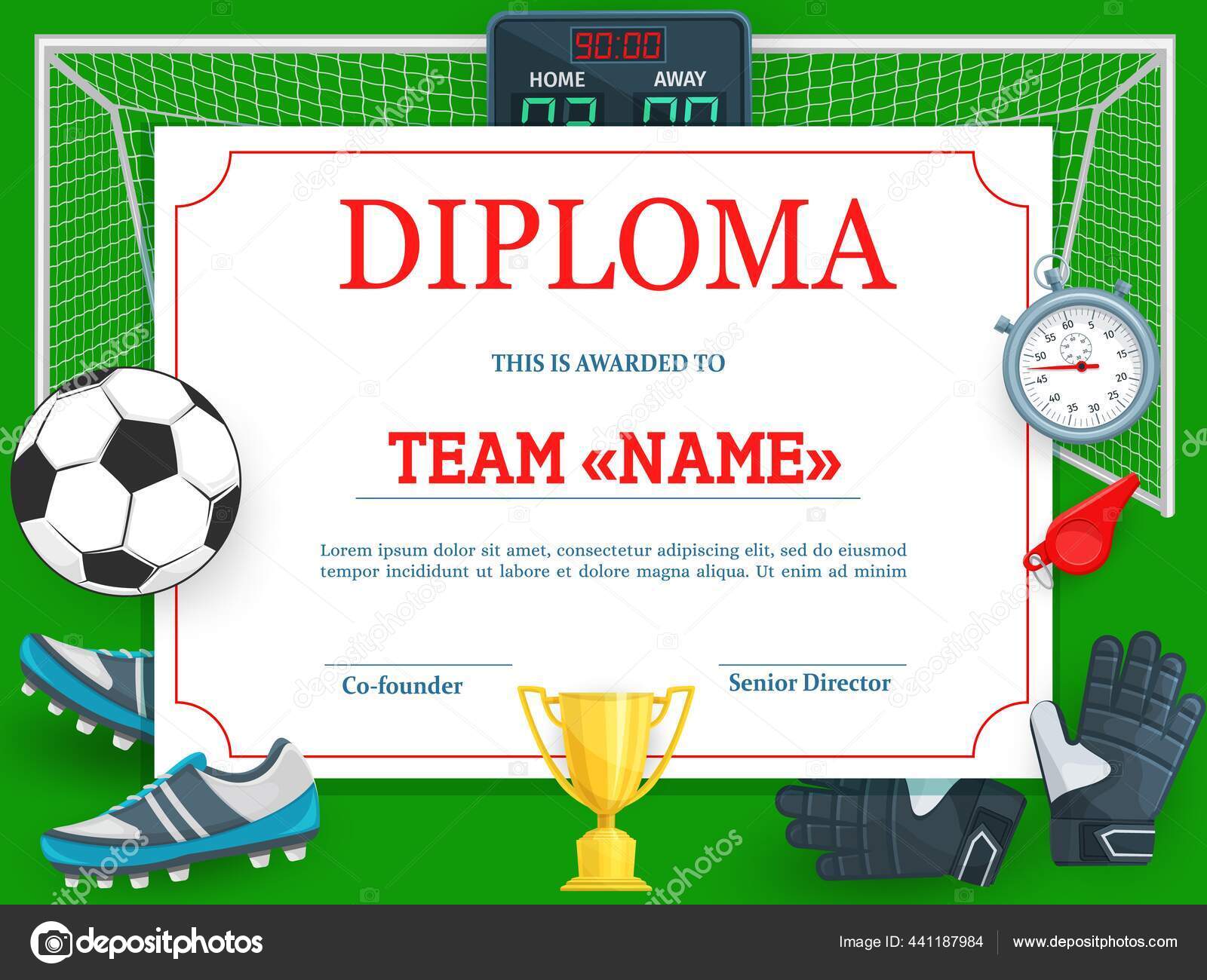 Certificate Soccer Tournament Participation Football Club Diploma With Soccer Award Certificate Template