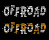 Auto Off-Road-Typografie mit Reifen Spuren. Offroad-Rennhintergrund mit Reifenspuren, Fahrzeugradschoner mit schmutzigen Spuren. Hintergrund Motorsport, Rallye oder Motocross-Wettbewerb