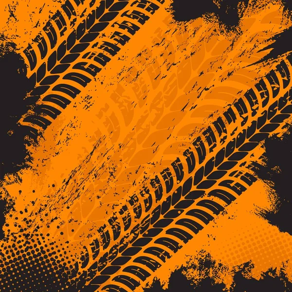 Impresiones Neumáticos Grunge Offroad Patrón Abstracto Naranja Grueso Vector Sobre — Archivo Imágenes Vectoriales