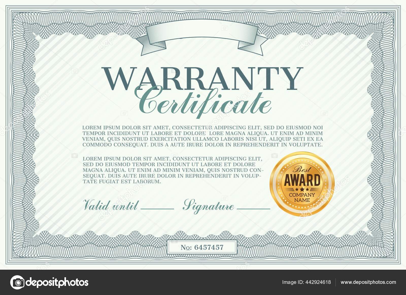 Warranty Certificate Vector Template Guarantee Quality Customer Throughout Certificate Of Service Template Free