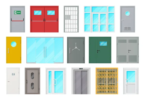Toegangsdeuren Geïsoleerde Vectoriconen Cartoon Interieur Exterieur Design Elementen Voor Kamer — Stockvector