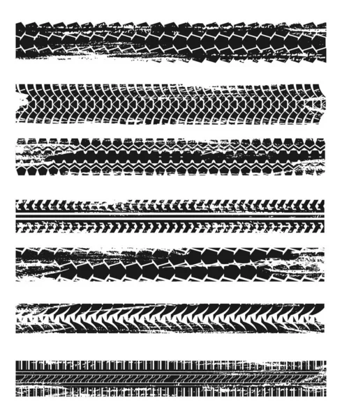 Autoreifenabdrücke Verschmutzte Räder Oder Verbrannte Renngummispuren Lkw Räder Protektor Laufflächen — Stockvektor