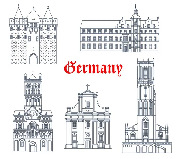 Germany Landmark Buildings Travel Icons Dusseldorf Architecture Vector Icons Andreas — Stock Vector