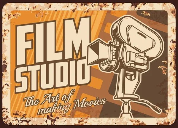 Film Stüdyosu Paslı Metal Plaka Sinema Film Festivali Taşıyıcı Paslı — Stok Vektör